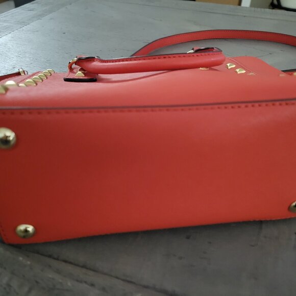 Tangerine Studded Small Crossbody Tote Bag – Structured Faux Leather - Picture 4 of 4